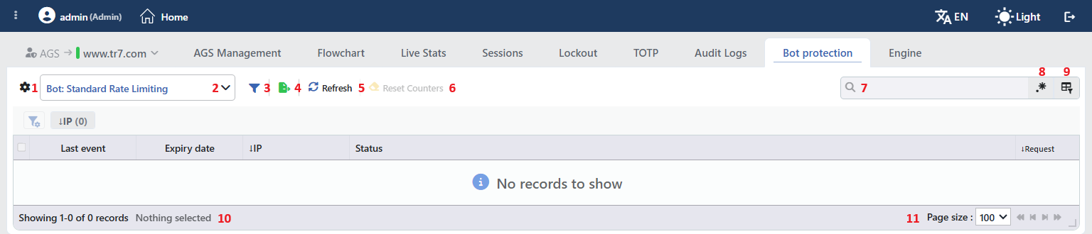 Bot Protection Listing Screen