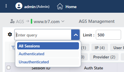 Sessions View Options