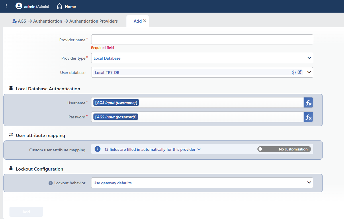 The Form While Local Database Is Selected