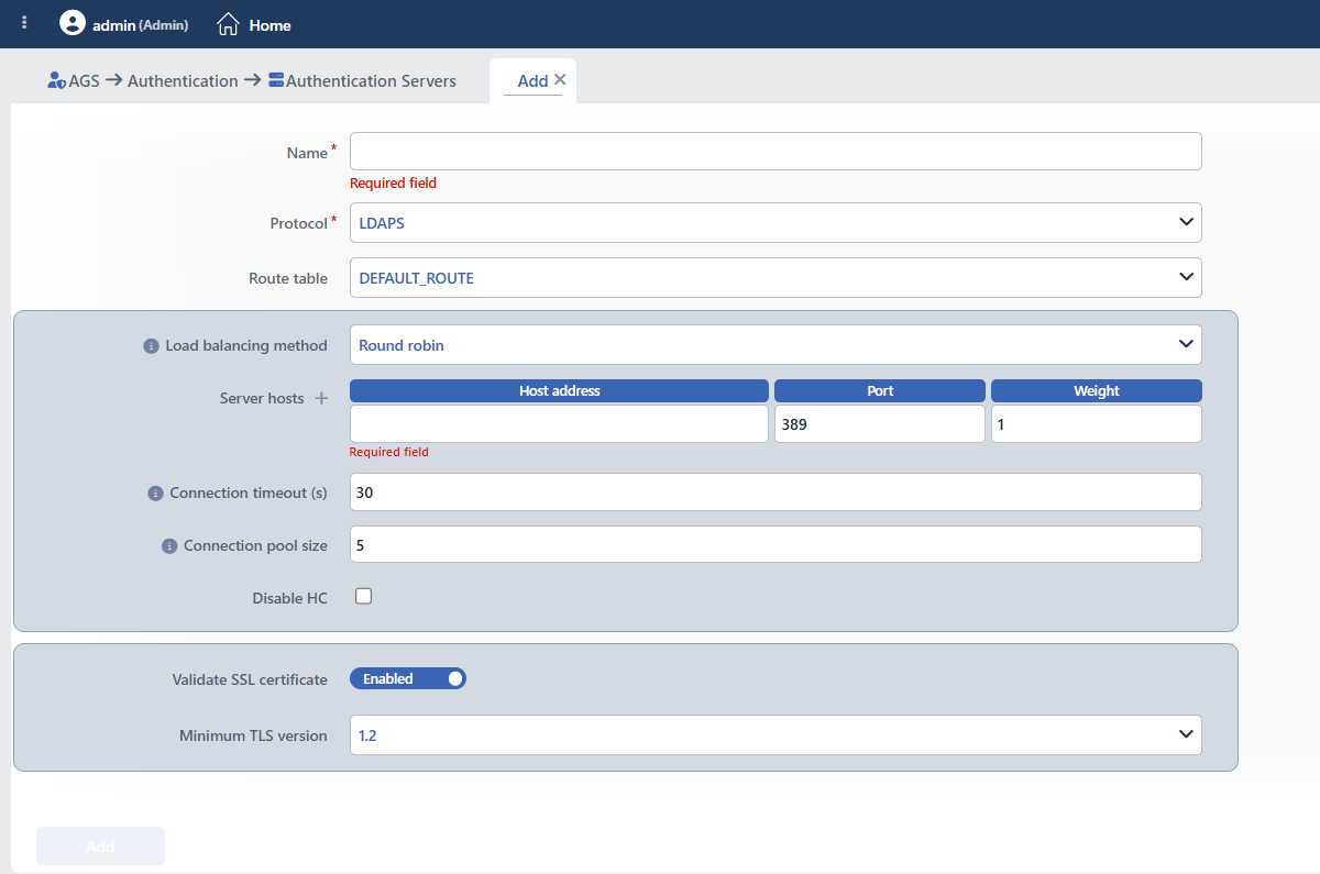 The Form While LDAPS Is Selected
