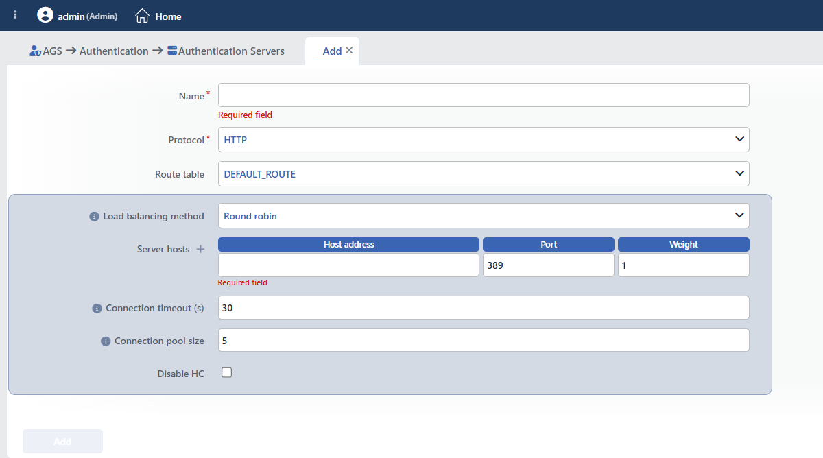 The Form While HTTP Is Selected
