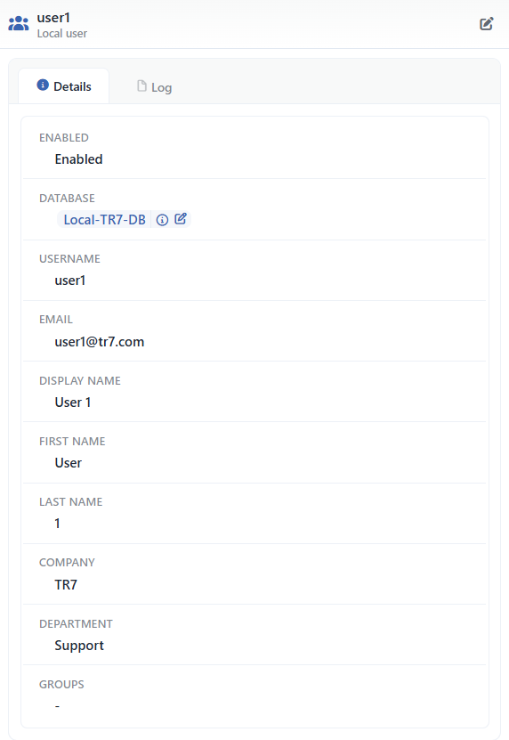 Preview of the Selected User