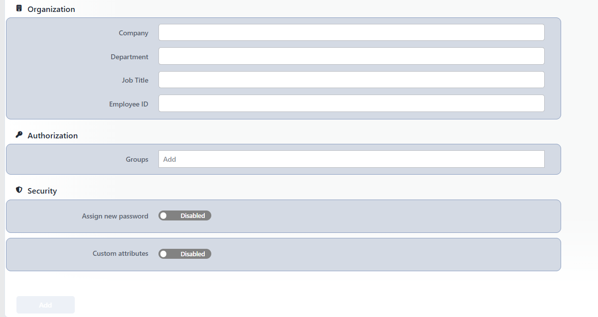 Local User Add Form (Continuation)