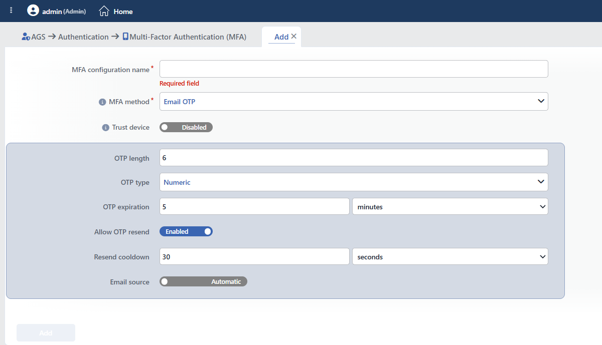 The Form While Email OTP Is Selected
