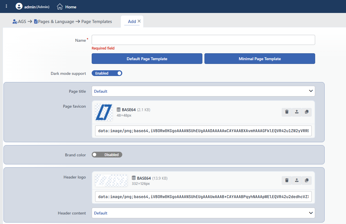 Page Templates Profile Add Form
