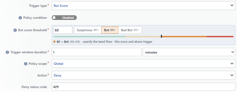 The Form While Bot Score Is Selected