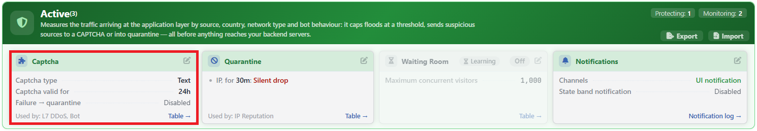 Bot/DDoS Protection Mode - The Captcha Card