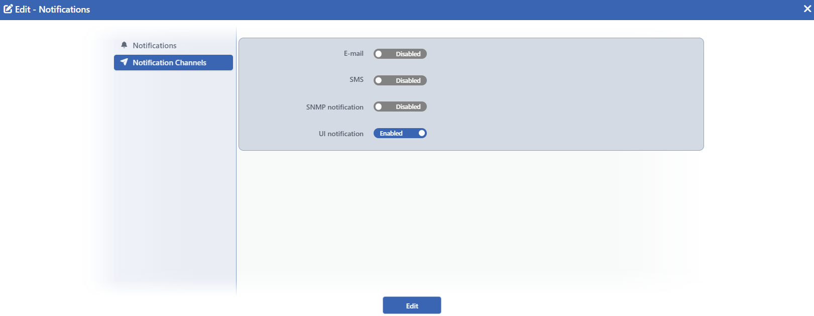 Notification Channels Section
