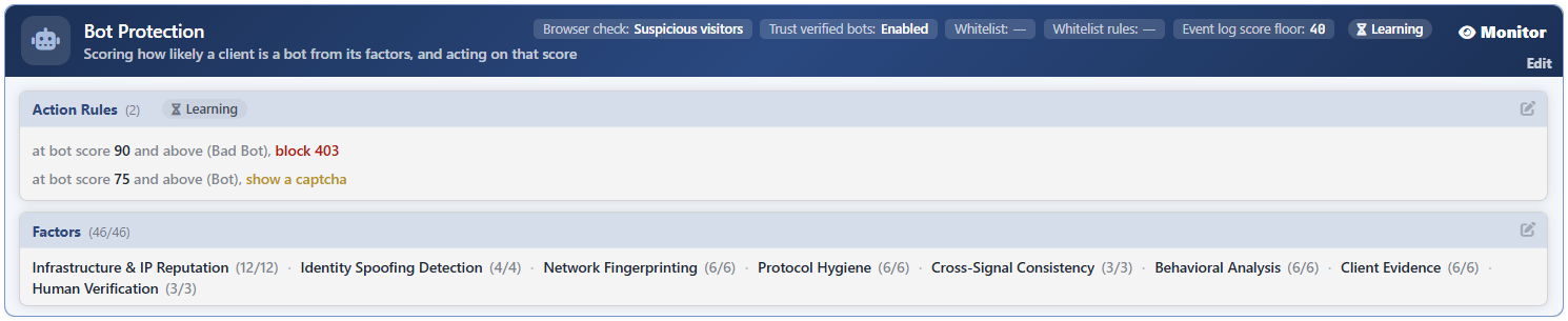 Bot/DDoS Management - The Bot Protection Card