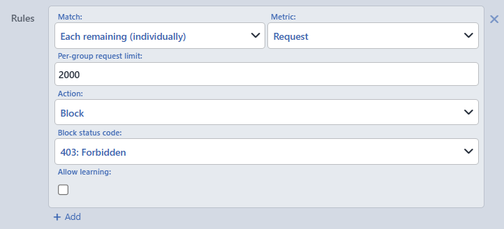 The Network Type Group Control Rule Row