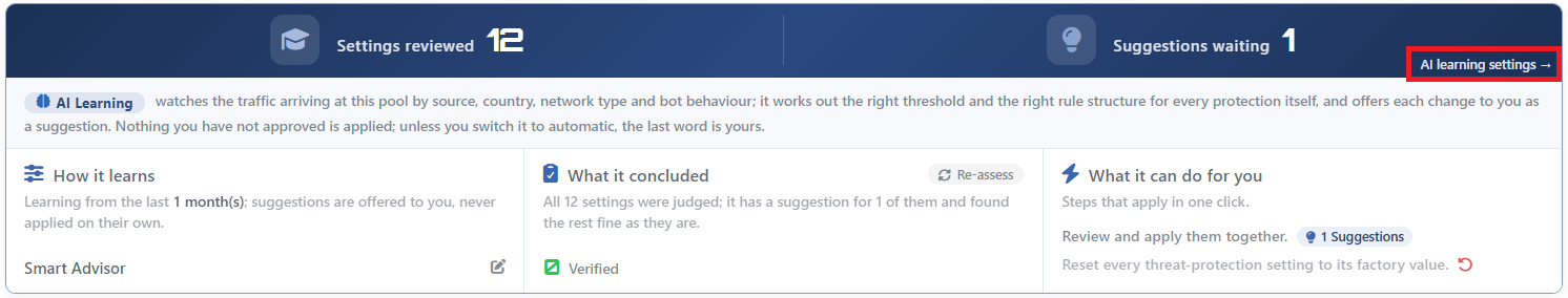 The Learning Strip - The AI Learning Settings Link