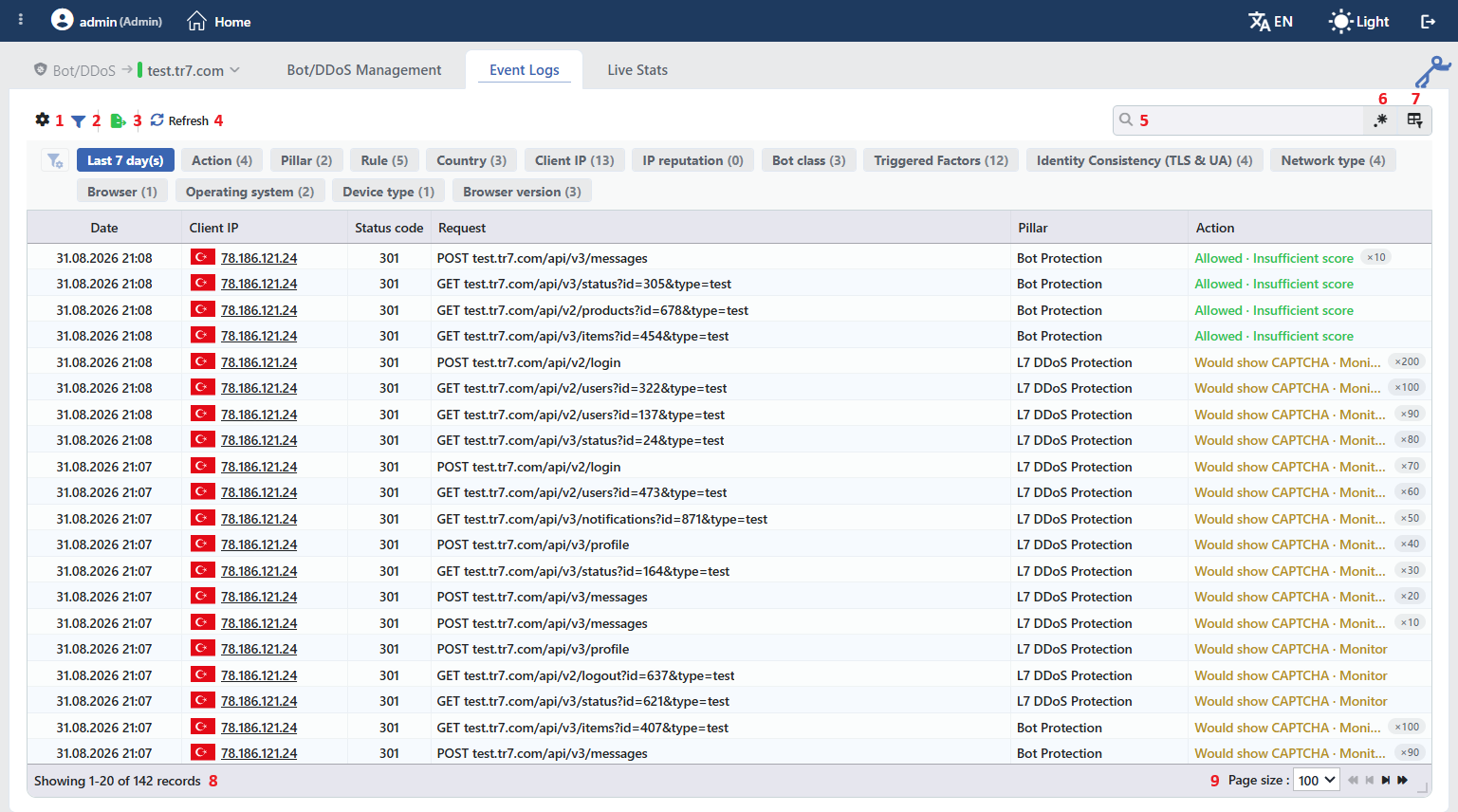 The Log Listing Screen
