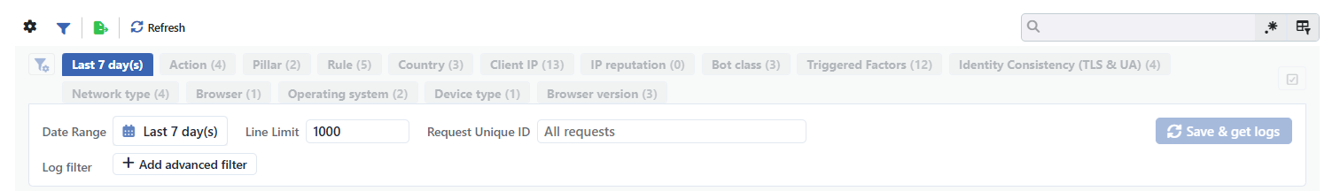 The Server Filter Tab