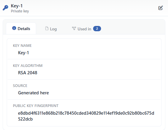 Preview of the Selected Key