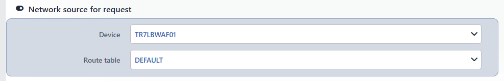 The Network Source For Request Configuration Screen