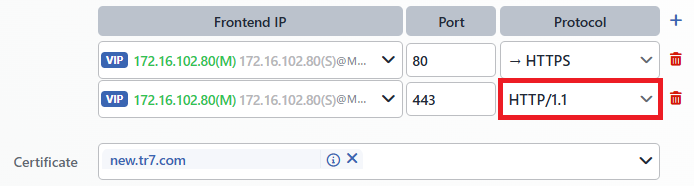 The vService SSL/Protocol Selection