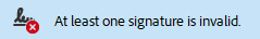 Adobe Acrobat Reader: the warning strip on a modified document