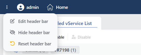 The Header Options Menu