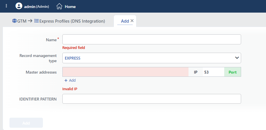 Express Profile Add Form