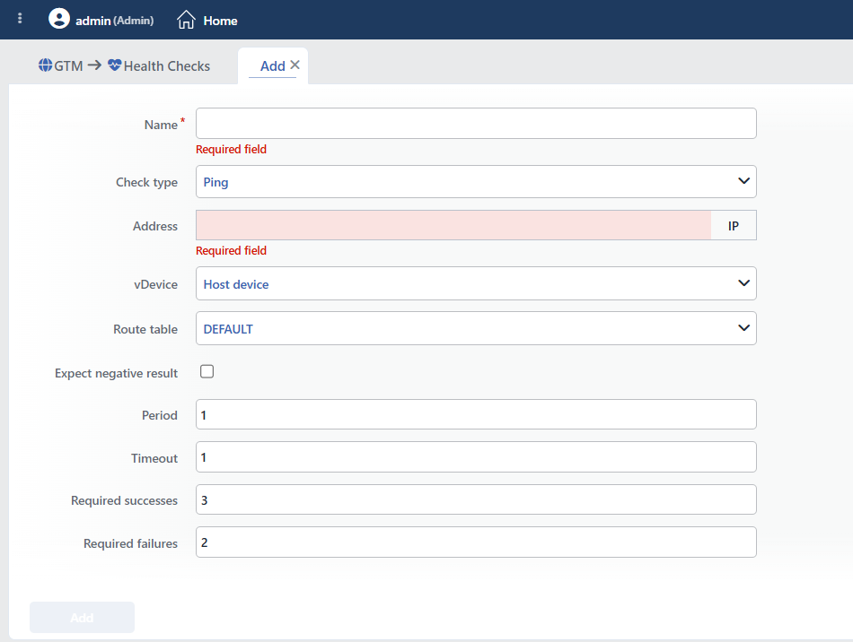 Ping HC Add Form