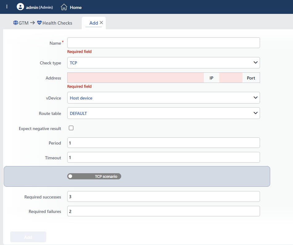 TCP HC Add Form