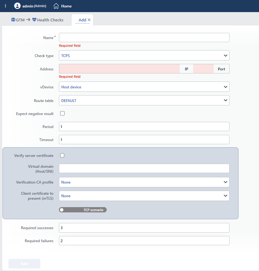 TCPS HC Add Form