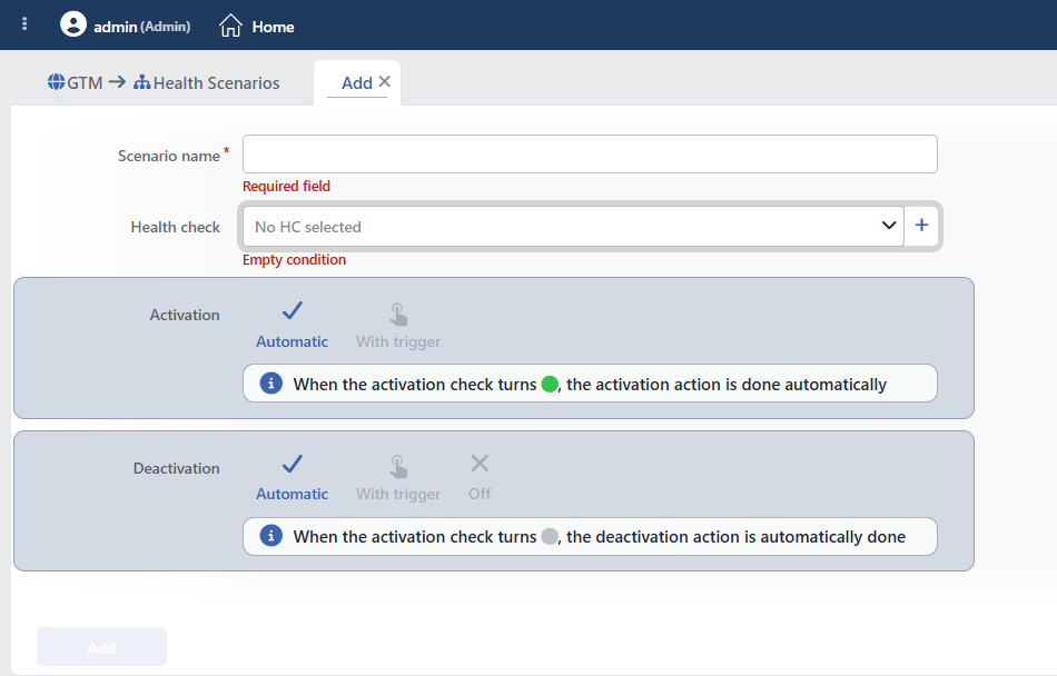Scenario Add Form