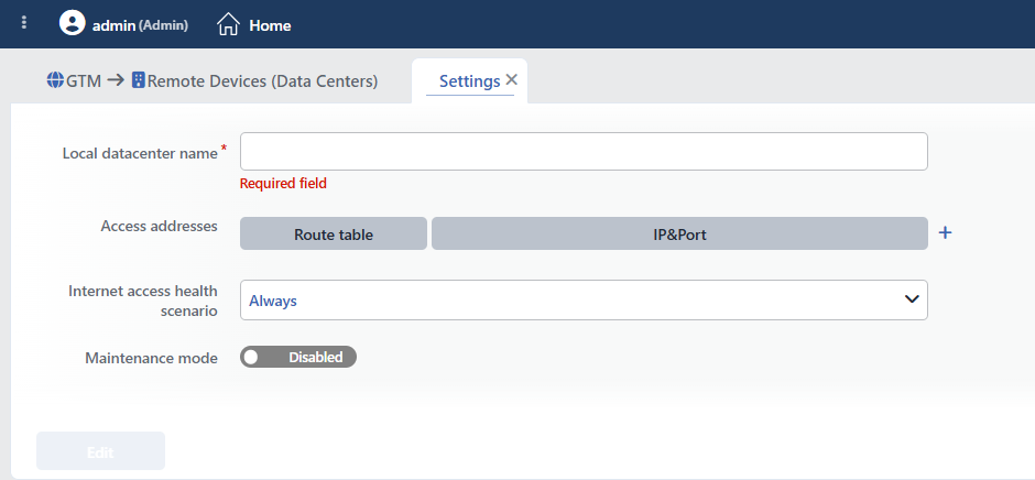 The Local Data Center Settings