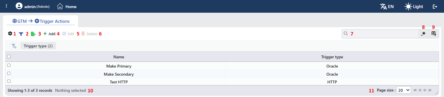 Trigger Actions Listing Form