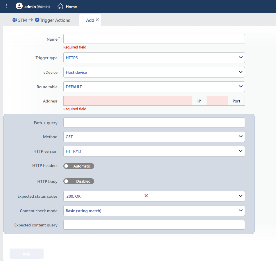 HTTPS Trigger Action Add Form