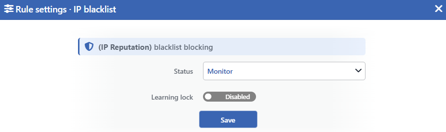 The Rule Settings · IP Blacklist Screen