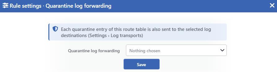 Rule Settings · Quarantine Log Forwarding Screen