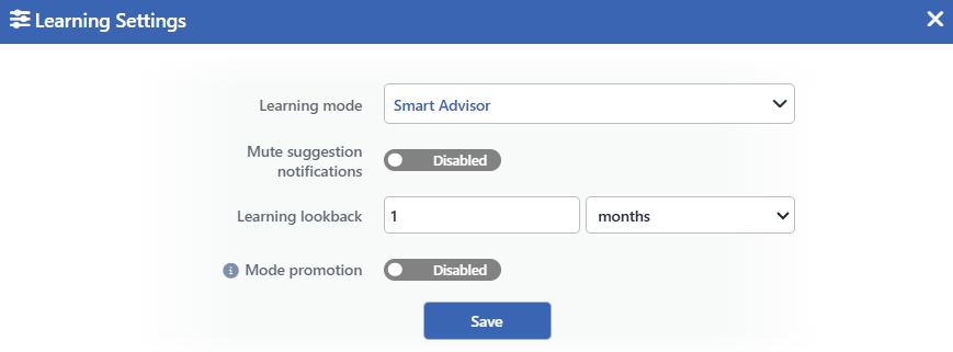 The Learning Settings Screen