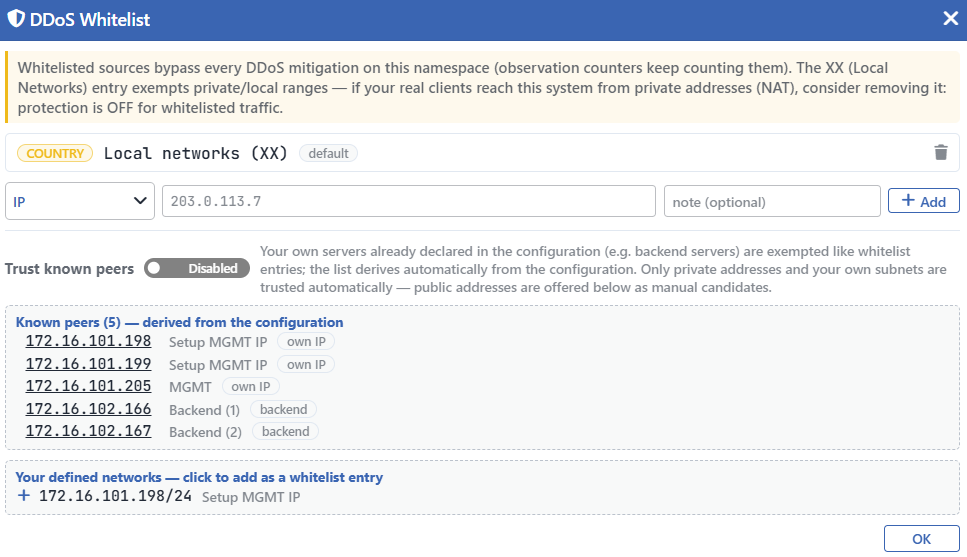 The DDoS Whitelist Editor