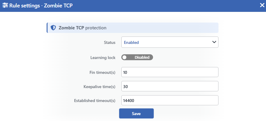 Zombie TCP Edit Screen