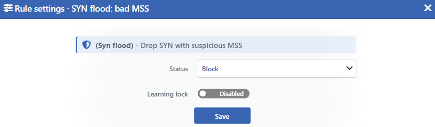 SYN Flood: Bad MSS Edit Screen