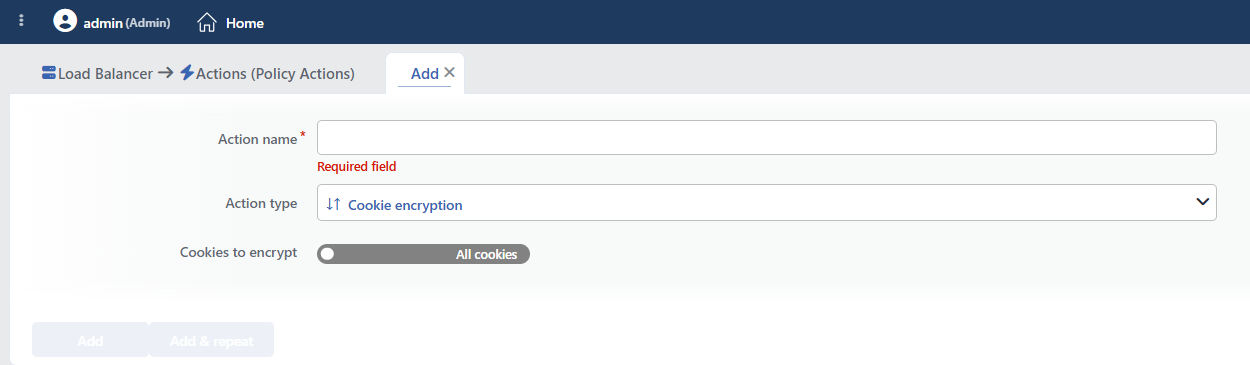 Cookie Encryption Action Add Form