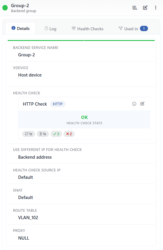 Preview of the Selected Backend Group