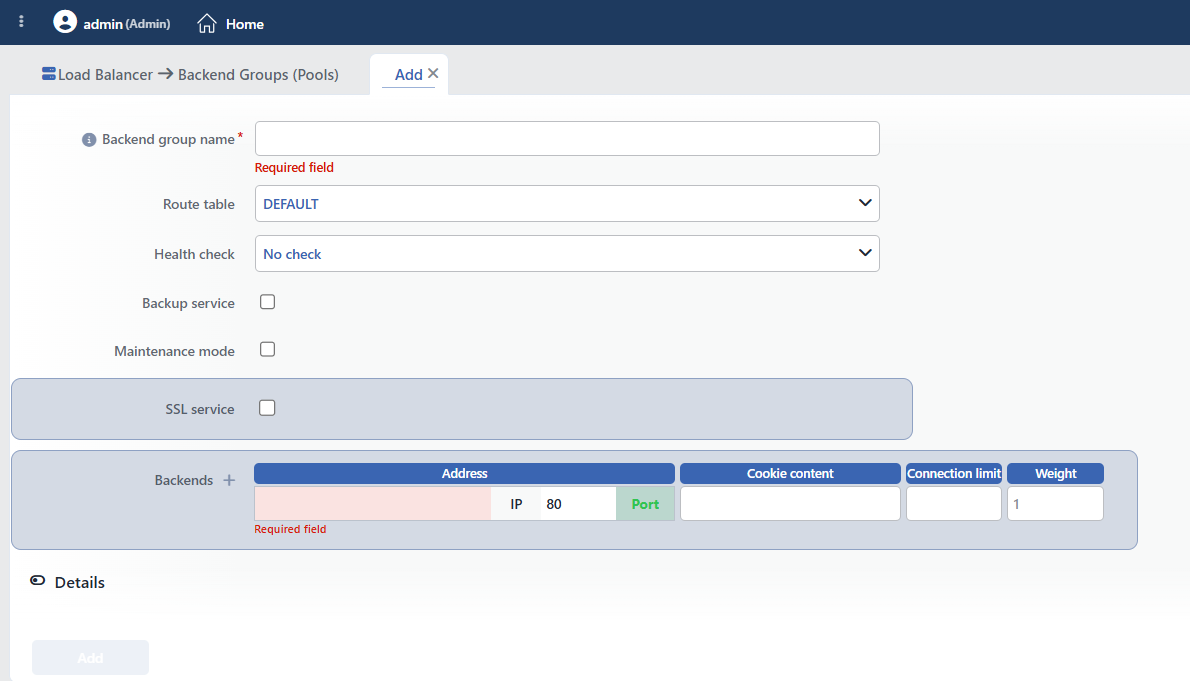 Backend Group Add Form