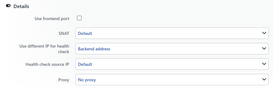 Backend Group Details Section