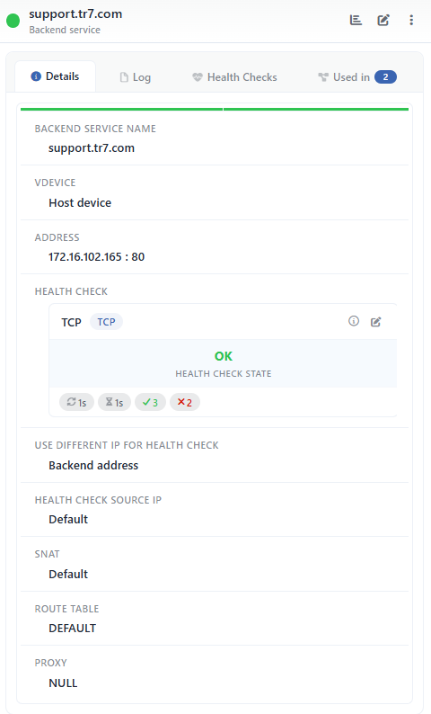 Preview of the Selected Backend Service