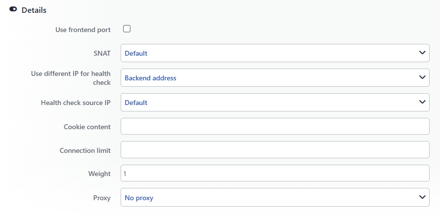 Backend Service Details Section