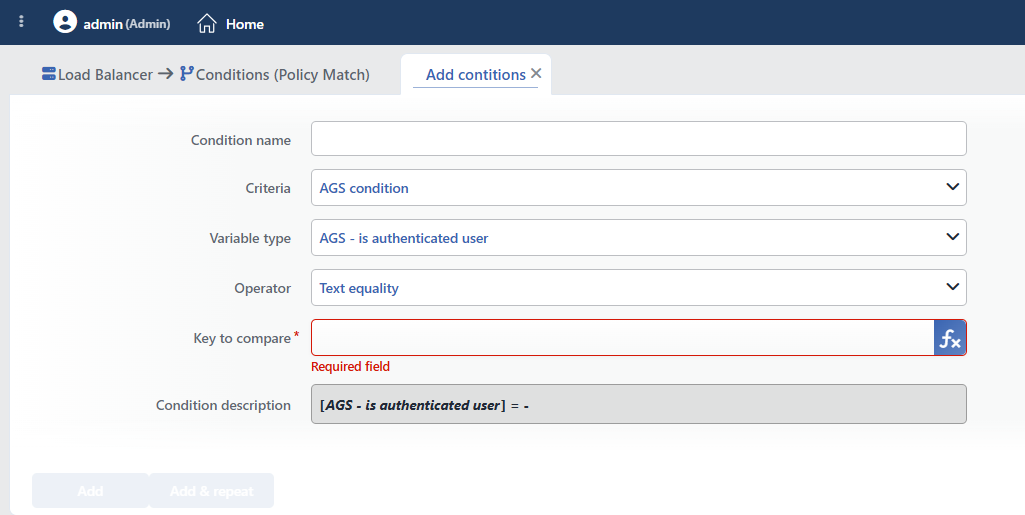 AGS Condition Add Form