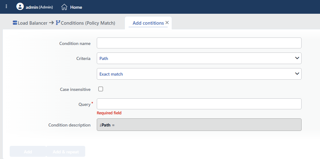Path Condition Add Form