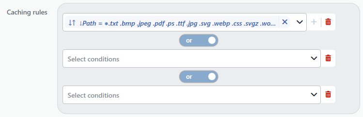 The Caching rules Selection