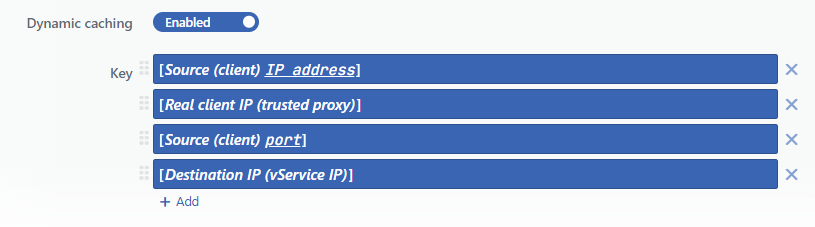The Dynamic caching Options