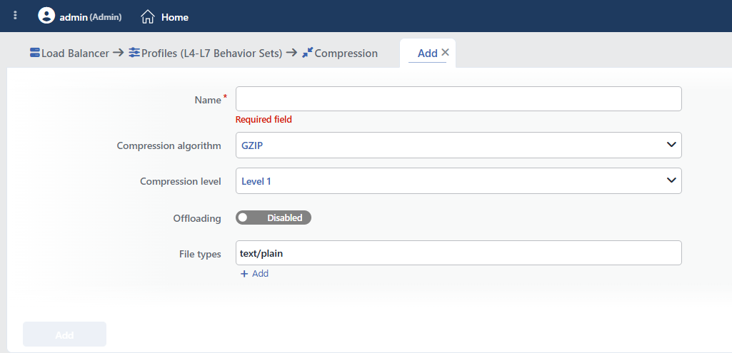Compression Profile Add Form