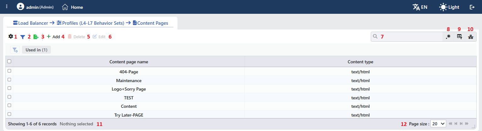 Content Pages Listing Form