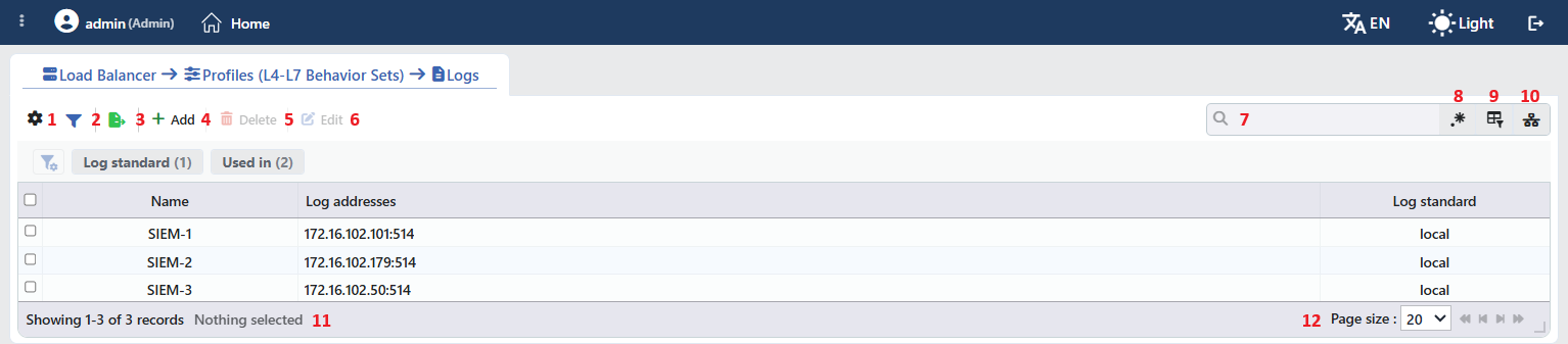 Log Profiles Listing Form