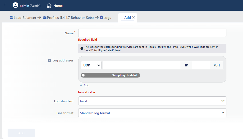 Log Profile Add Form